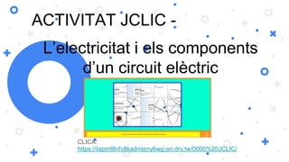 ACTIVITAT JCLIC -
L’electricitat i els components
d’un circuit elèctric
CLICA:
https://iispmt8nfv8kadmizny6wg-on.drv.tw/0000%20JCLIC/
 