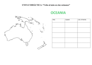 UNITAT DIDÀCTICA: “Volta al món en cinc setmanes”
País Capital Lloc d’interès
OCEANIA
 