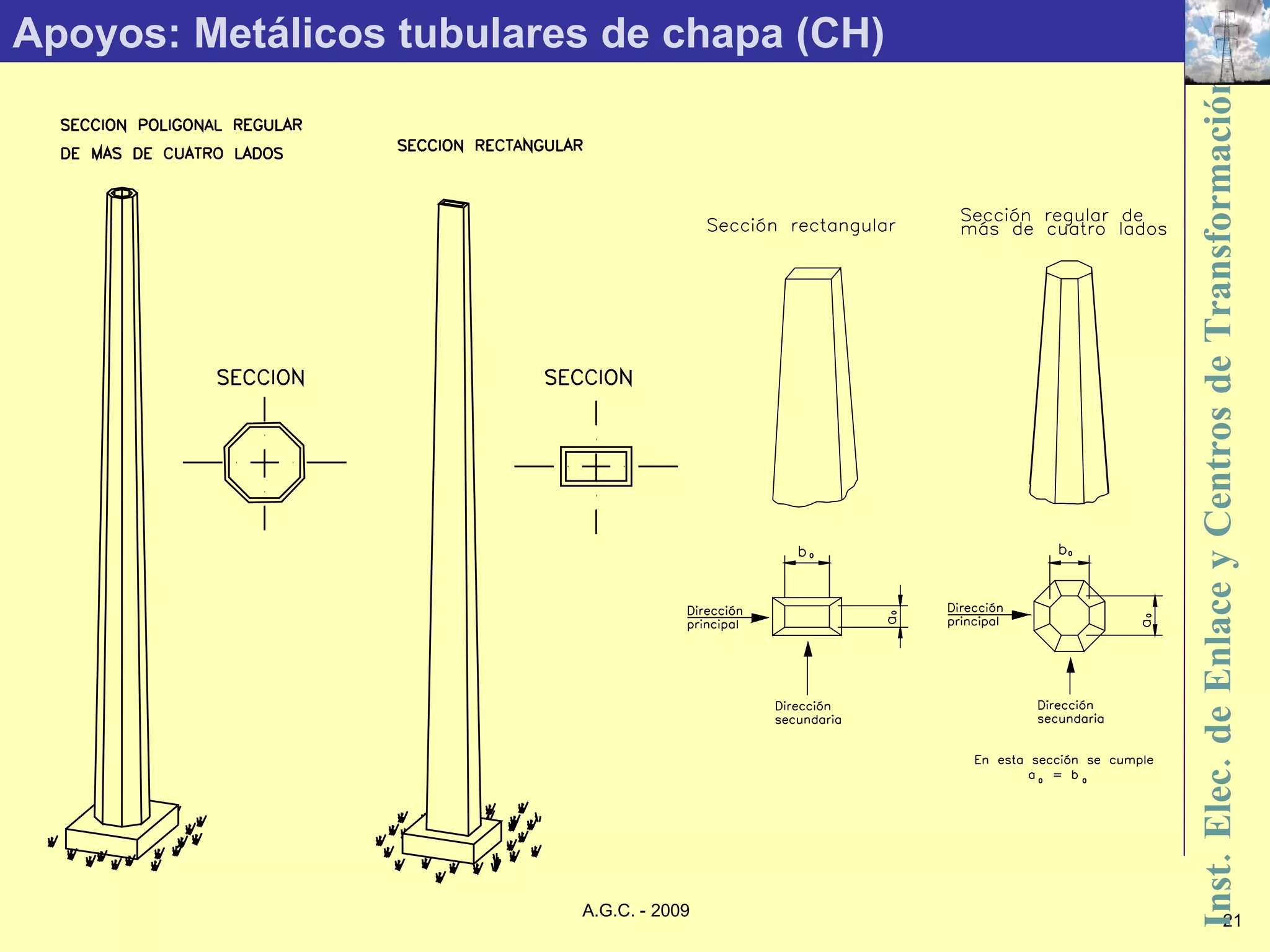 Apoyos: Metálicos tubulares de chapa (CH) 