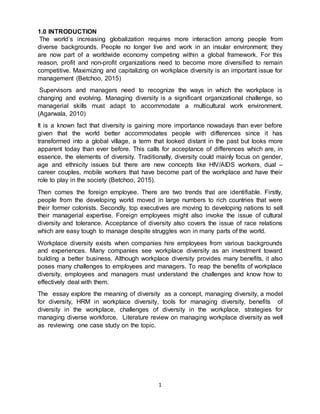Essay on diversity in the workplace - aiu(final) | DOCX