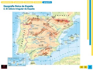 Geografía física de España
2. El relieve irregular de España
 