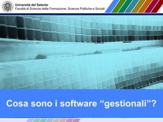 Università del Salento
Facoltà di Scienze della Formazione, Scienze Politiche e Sociali
Cosa sono i software “gestionali”?
 