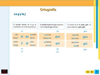 Ortografía
La g y la j
 