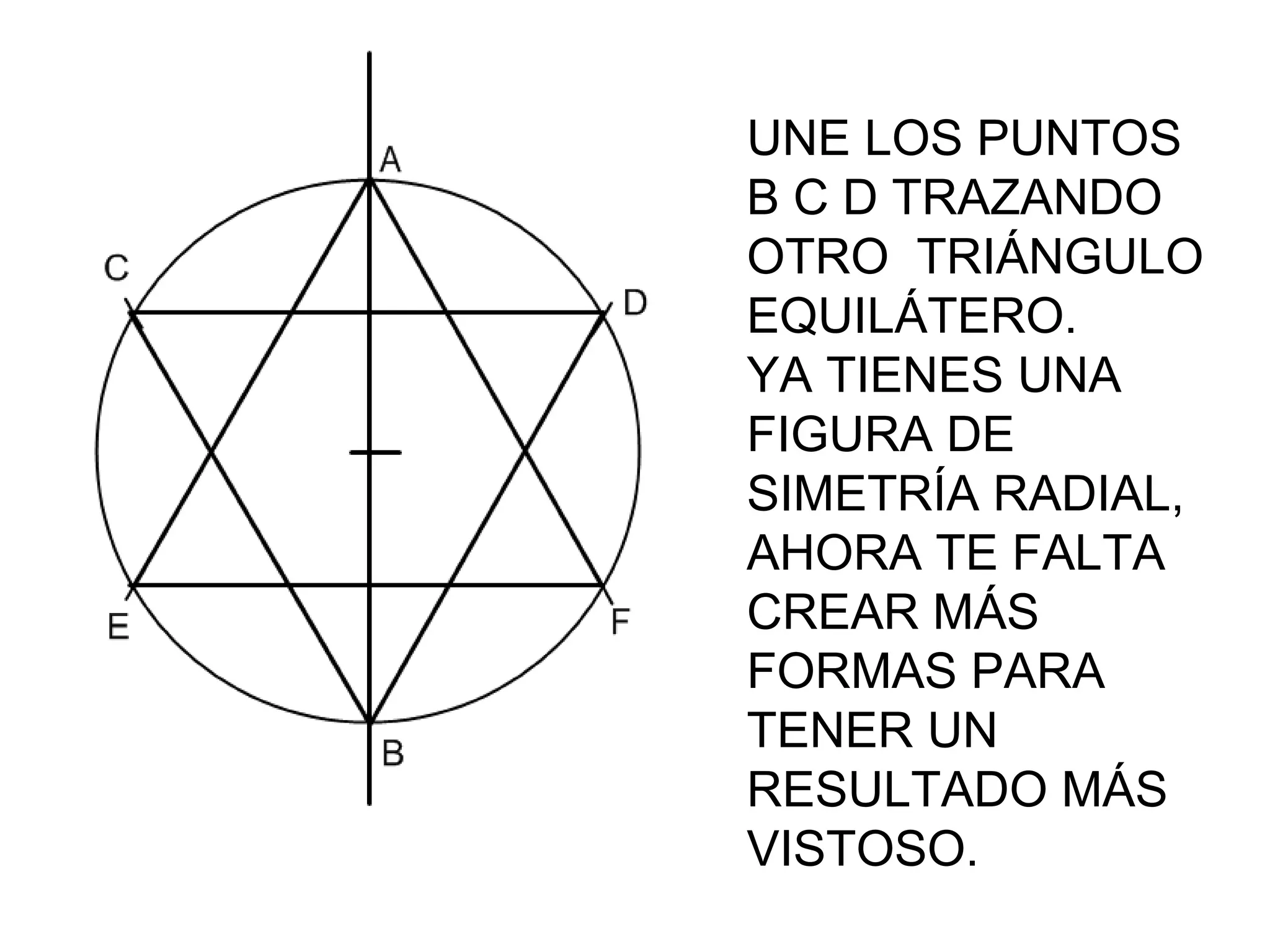 UNE LOS PUNTOS
A, E, F.
TRAZANDO UN
TRIÁNGULO
EQUILÁTERO

 