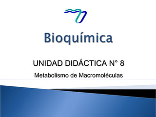 UNIDAD DIDÁCTICA N° 8UNIDAD DIDÁCTICA N° 8
Metabolismo de MacromoléculasMetabolismo de Macromoléculas
 