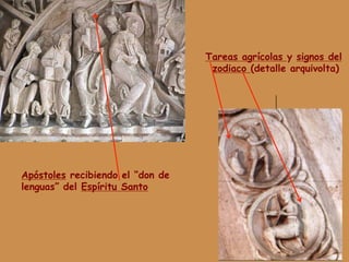 Apóstoles recibiendo el “don de
lenguas” del Espíritu Santo
Tareas agrícolas y signos del
zodiaco (detalle arquivolta)
 