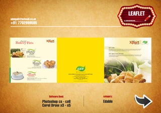 udaigali@hotmail.co.uk

                                                                  Ұ
                                                              HOARDINGS
                                                               LEAFLET
    udaigali@hotmail.co.uk
    +91 7702999595




                                 Software Used:   category:

                             Photoshop cs - cs6   Edable
                             Corel Draw x3 - x5
 