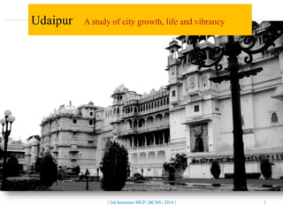 Udaipur
1| 3rd Semester MUP | BCHS | 2014 |
A study of city growth, life and vibrancy
 