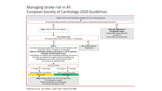 Managing stroke risk in AF:
European Society of Cardiology 2020 Guidelines
Hindricks G et al. Eur Heart J. 2021 Feb 1;42(5):373-498.
 