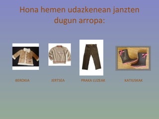 Hona hemen udazkenean janzten dugun arropa: BEROKIA JERTSEA PRAKA LUZEAK KATIUSKAK 