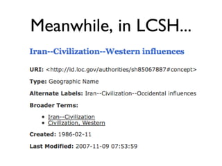 Meanwhile, in LCSH... 