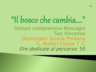 Istituto comprensivo Mascagni
San Vincenzo
Destinatari: Scuola Primaria
G. Rodari Classe 1° C
Ore dedicate al percorso: 50
 
