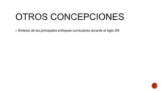  Síntesis de los principales enfoques curriculares durante el siglo XX
 