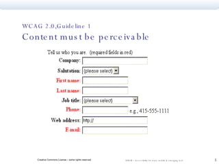 WCAG 2.0,Guideline 1  Content must be perceivable  
