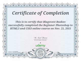 Udemy certificate photoshop html css
