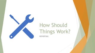 How Should
Things Work?
REPORTING
93
 