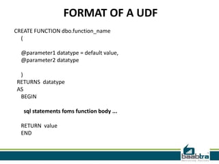 User defined Function in SQL | PPT