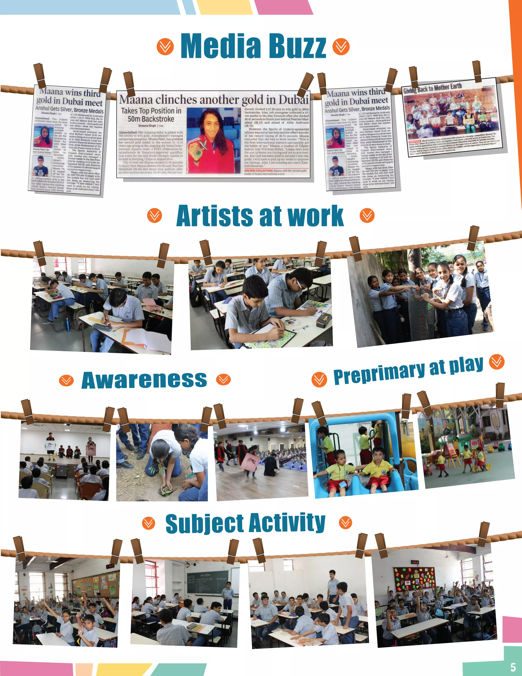 5
Media Buzz
Artists at work
Awareness
Subject Activity
Preprimary at play
 
