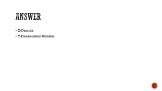  X-Dracula
 Y-Frankenstein Monster
 