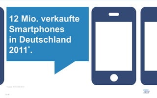 12 Mio. verkaufte
     Smartphones
     in Deutschland
     2011*.


* Quelle: BITCOM 2012



5 / 61
 