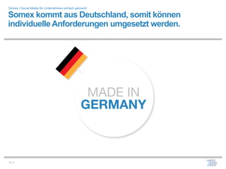 Somex | Social Media für Unternehmen einfach gemacht

Somex kommt aus Deutschland, somit können
individuelle Anforderungen umgesetzt werden.




16 / x
 