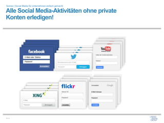 Somex | Social Media für Unternehmen einfach gemacht

Alle Social Media-Aktivitäten ohne private
Konten erledigen!




4/x
 