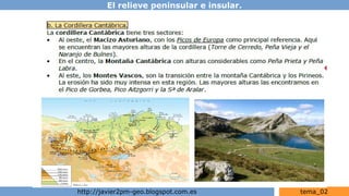 El relieve peninsular e insular.
http://javier2pm-geo.blogspot.com.es tema_02
 