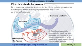 El clima peninsular e insular.
http://javier2pm-geo.blogspot.com.es tema_03
 