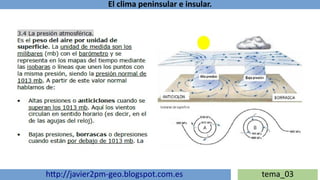 El clima peninsular e insular.
http://javier2pm-geo.blogspot.com.es tema_03
 
