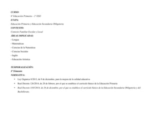 CURSO:
6º Educación Primaria – 1º ESO
ETAPA:
Educación Primaria y Educación Secundaria Obligatoria
CONTEXTO:
Contexto Fami...