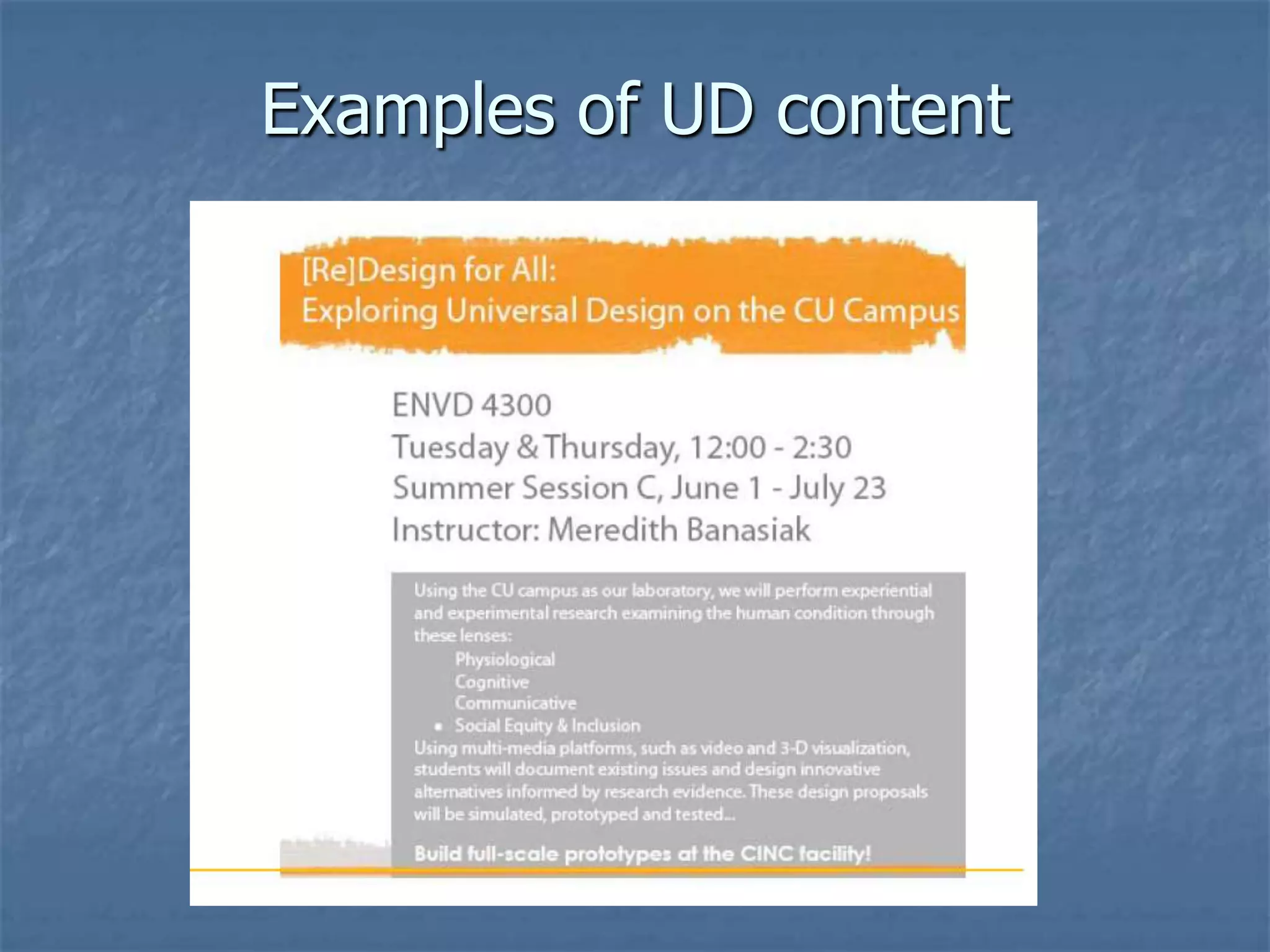 Examples of UD content
 