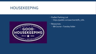 OVERVIEW
 Padlet Parking Lot:
 https://padlet.com/aarchamb/SIA2016
 Blackboard Course
 Resources –
 Handouts
 