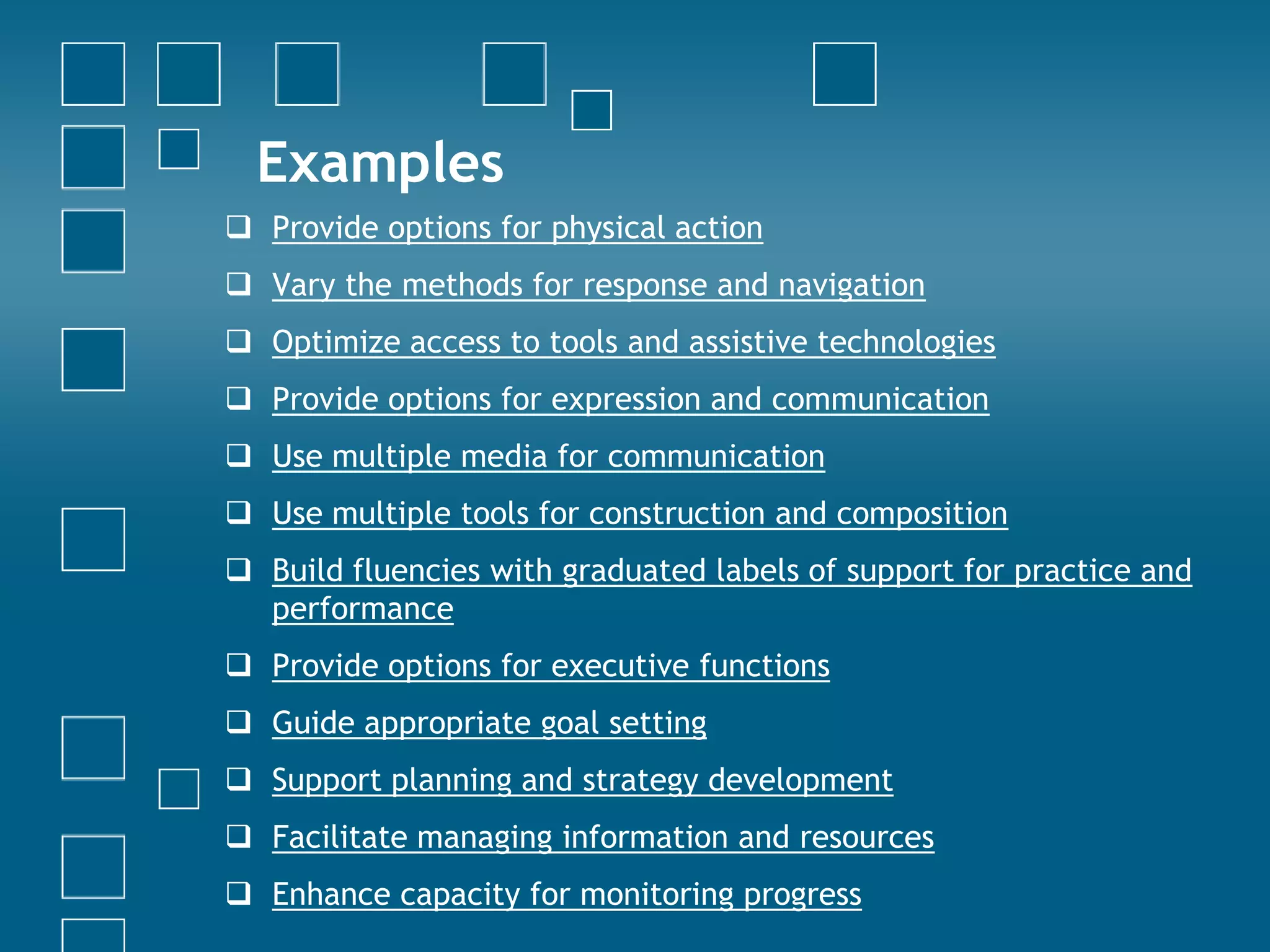 Offer alternatives for visual information