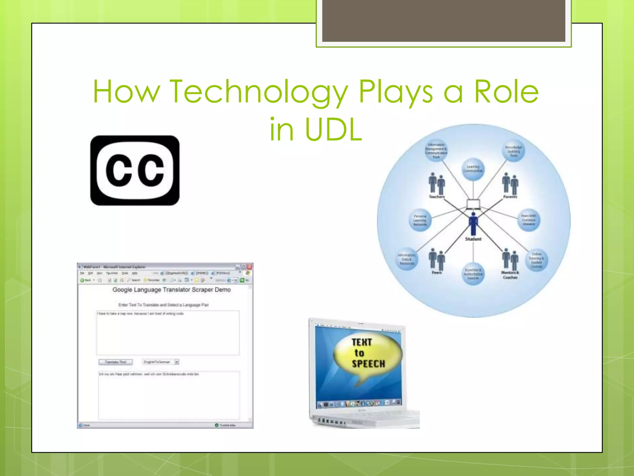How Technology Plays a Role
         in UDL
 
