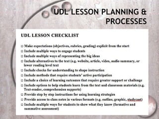 UDL LESSON PLANNING &
            PROCESSES
 