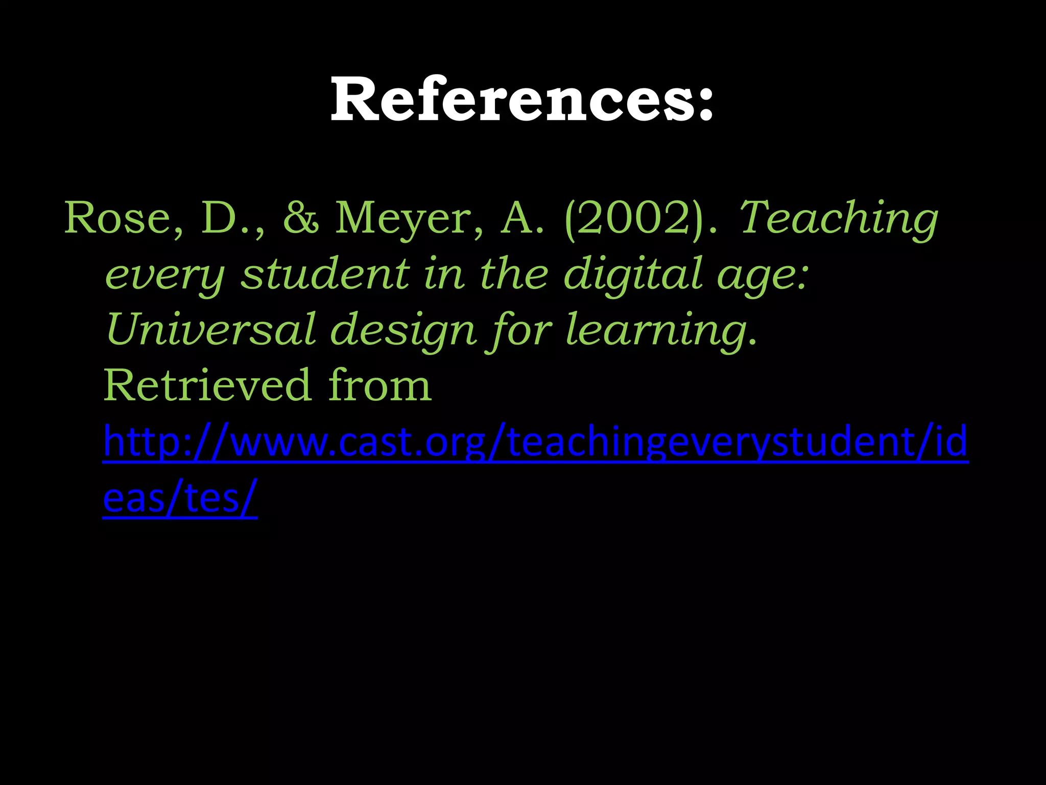 How do you provide multiple, flexible methods of engagement? Students come to us with a variety of learning styles, interests, and levels of motivation.  To help all students engage in learning, you can:Offer choices of content and tools to tap into your students’ interests.