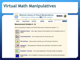 Virtual Math Manipulatives Wissick, 2007 