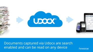 Documents captured via Udocx are search
enabled and can be read on any device Fenestrae