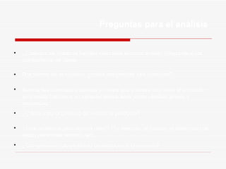 Preguntas para el análisis ¿Cuántos de vosotros habíais visto este anuncio antes? (pregunta a tus compañeros de clase. Basándote en el anuncio, ¿cómo describirías ese producto? Apunta las cualidades buenas y malas que piensas que tiene el producto anunciado fijándoos en características tales como calidad, precio y necesidad. ¿Cómo trata el anuncio de vender el producto? ¿Qué reclamos persuasivos usan? Por ejemplo, el humor, el testimonio de algún personaje famoso, etc.  ¿Compraríais este producto basándoos en el anuncio? 