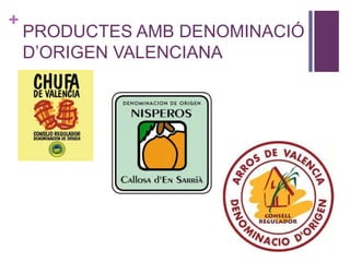 +
PRODUCTES AMB DENOMINACIÓ
D’ORIGEN VALENCIANA
 