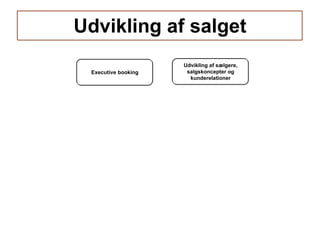 Udvikling af salget Executive booking Udvikling af sælgere, salgskoncepter og kunderelationer 