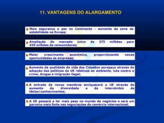 11. VANTAGENS DO ALARGAMENTO
 