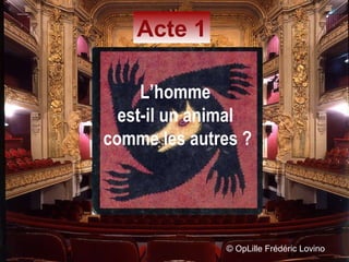 ©  OpLille Frédéric Lovino Acte 1 L’homme  est-il un animal  comme les autres ? 
