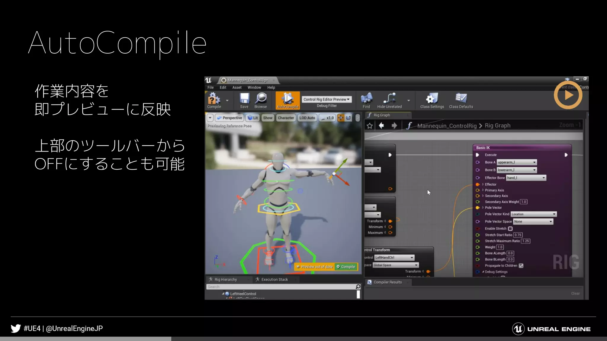 AutoCompile
作業内容を
即プレビューに反映
上部のツールバーから
OFFにすることも可能
 