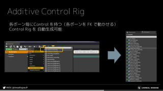 Additive Control Rig
各ボーン毎にControl を持つ（各ボーンを FK で動かせる）
Control Rig を 自動生成可能
 