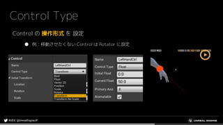 Control Type
Control の 操作形式 を 設定
● 例：移動させたくない Control は Rotator に設定
 