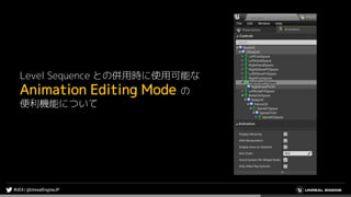Level Sequence との併用時に使用可能な
Animation Editing Mode の
便利機能について
 