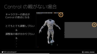 Control の親がない場合
キャラクターの原点が
Control の原点になる
とてもとても調整しづらい
＆
調整後の値が分かりづらい
＆
・
・
・
 