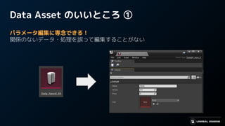 Data Asset のいいところ ①
パラメータ編集に専念できる！
関係のないデータ・処理を誤って編集することがない
 
