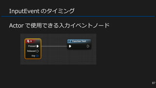 InputEvent のタイミング
Actor で使用できる入力イベントノード
87
 